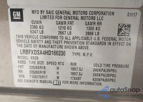2017 Buick Envision Essence from USA, damaged, VIN LRBFXDSA4HD166236